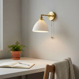 Modern Ceramic Pleated Brass Wall Sconce