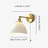 Modern Ceramic Pleated Brass Wall Sconce