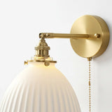Modern Ceramic Pleated Brass Wall Sconce