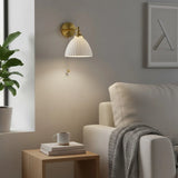 Modern Ceramic Pleated Brass Wall Sconce