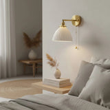 Modern Ceramic Pleated Brass Wall Sconce