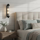 Modern Ribbed Cylinder Glass Wall Light
