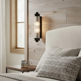 Modern Ribbed Cylinder Glass Wall Light