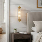 Modern Ribbed Cylinder Glass Wall Light