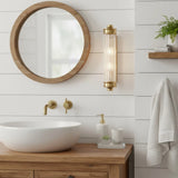 Modern Ribbed Cylinder Glass Wall Light