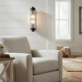 Modern Ribbed Cylinder Glass Wall Light