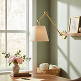 Modern Scalloped Leather Task Sconce Wall Light