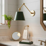 Modern Scalloped Leather Task Sconce Wall Light
