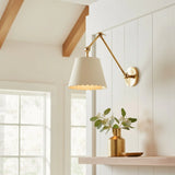 Modern Scalloped Leather Task Sconce Wall Light