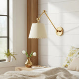 Modern Scalloped Leather Task Sconce Wall Light