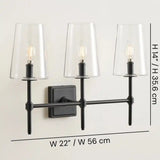 Modern Triple-Light Metal Wall Sconce