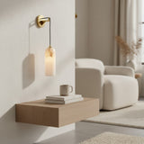 Modern Alabaster Cylindrical Pendant Wall Sconce