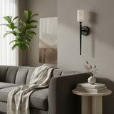 Transitional Alabaster Metal White Wall Sconce