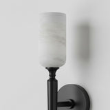 Transitional Alabaster Metal White Wall Sconce