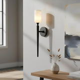 Transitional Alabaster Metal White Wall Sconce