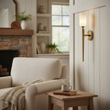 Transitional Alabaster Metal White Wall Sconce
