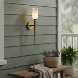 Transitional Alabaster Metal White Wall Sconce