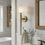 Transitional Alabaster Metal White Wall Sconce