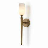 Transitional Alabaster Metal White Wall Sconce