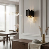 Modern Metal & Clear Crystal Cylindrical Wall Sconce