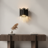 Modern Metal & Clear Crystal Cylindrical Wall Sconce
