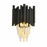 Modern Metal & Clear Crystal Cylindrical Wall Sconce