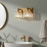 Modern Crystal & Metal 2 Lights Vanity Wall Sconce