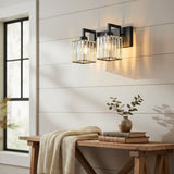Modern Crystal & Metal 2 Lights Vanity Wall Sconce