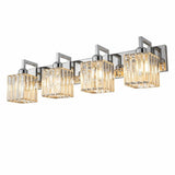 Modern Crystal & Metal 4 Lights Vanity Wall Sconce