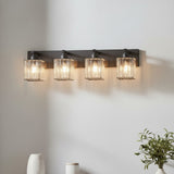 Modern Crystal & Metal 4 Lights Vanity Wall Sconce