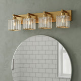 Modern Crystal & Metal 4 Lights Vanity Wall Sconce