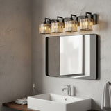Modern Crystal & Metal 4 Lights Vanity Wall Sconce