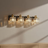 Modern Crystal & Metal 4 Lights Vanity Wall Sconce
