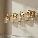 Modern Crystal & Metal 4 Lights Vanity Wall Sconce