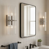 Modern Glam Crystal Cylindrical Bath Wall Sconce