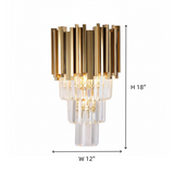 Modern Metal & Clear Crystal Cylindrical Wall Sconce