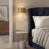 Modern Metal & Clear Crystal Cylindrical Wall Sconce