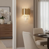 Modern Metal & Clear Crystal Cylindrical Wall Sconce