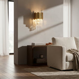 Modern Metal & Clear Crystal Cylindrical Wall Sconce