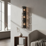 Modern Metal & Crystal Vertical Wall Sconce