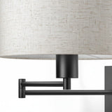 Modern Black Metal Swing Arm Linen Wall Sconce