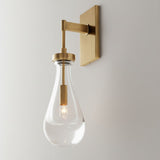 Modern Raindrop Glass Brass Wall Sconce Light Fixture