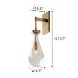 Modern Raindrop Glass Brass Wall Sconce Light Fixture