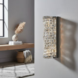 Luxury Stainless Steel & Crystal Cylinder Wall Sconce