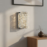 Luxury Stainless Steel & Crystal Cylinder Wall Sconce