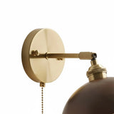 Vintage Natural Walnut Wood Brass Wall Sconce