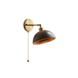 Vintage Natural Walnut Wood Brass Wall Sconce