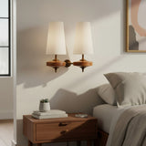 Vintage Fabric Shade Curved Wall Sconce Lighting Fixture