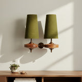 Vintage Fabric Shade Curved Wall Sconce Lighting Fixture