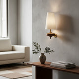 Vintage Fabric Shade Curved Wall Sconce Lighting Fixture